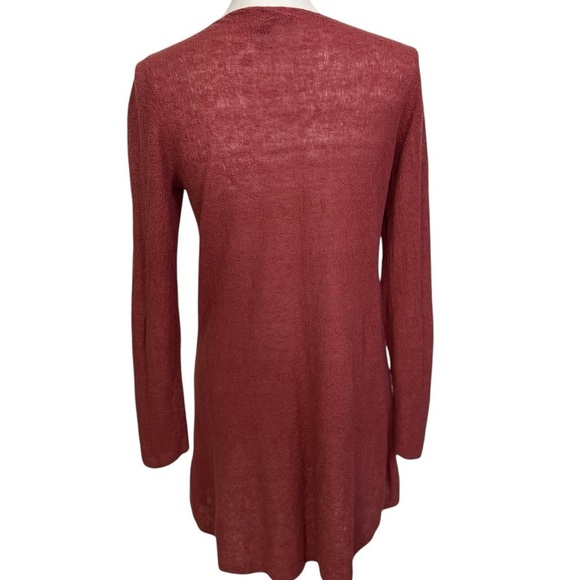 Eileen Fisher Organic Linen Sweater Tunic Women Small Persimmon High Low Hem - Picture 2 of 9